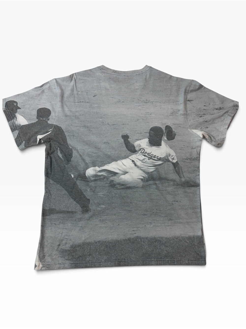 Mitchell & Ness Gray Dodgers Photo-Print Short Sleeve Tee